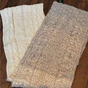 NWT Ralph Lauren Cable Knit Scarves in Cream and Tan